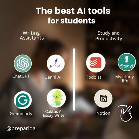 Boost your academic success with These Top AI Tools! 🚀📚 1. Productivity Boosters: Stay organized and manage your time effectively with apps that help you plan your study schedule and set reminders. 2. Research Wizards: Simplify your research process with tools that provide quick access to scholarly articles and reliable sources. 3. Quiz & Revision Helpers: Ace your exams with interactive quizzes and revision tools that make studying fun and efficient. 4. Writing Assistants: Enhance your w... Make Studying Fun, Schedule App, Reliable Sources, Research Process, Scheduling App, Study Apps, Job Advice, Manage Your Time, Study Schedule