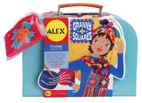 I’ve read great things about the Granny Square kit from Alex and think it would make a great gift!  It’s also something you could do WITH the special girl, and that’s always a bonus. ~ SHE PICKS! 2014 Granny Squares Crochet, Squares Crochet, Alex Toys, Art Activity, Magazines For Kids, Activity Kits, Crochet Instructions, Crochet Kit, Toy Craft