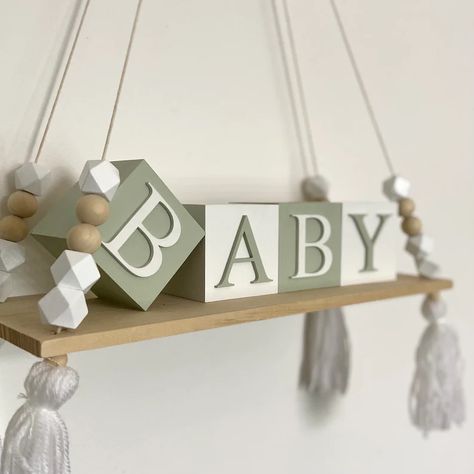 Green Baby Nursery, Green Nursery Decor, Sage Green Nursery, Green Nursery Boy, Wooden Name Letters, Green Baby Room, Nursery Decor Green, Baby Nursery Inspiration, Blue Nursery Decor