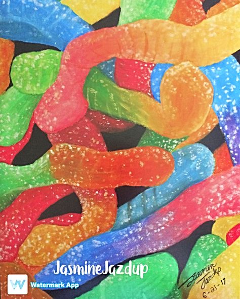 Gummy Worm Painting, Gummy Worms Drawing, Worm Drawing, Sour Worms, Gummy Worms, Candy Art, Branding Ideas, Drawing Stuff, Gummy Bear