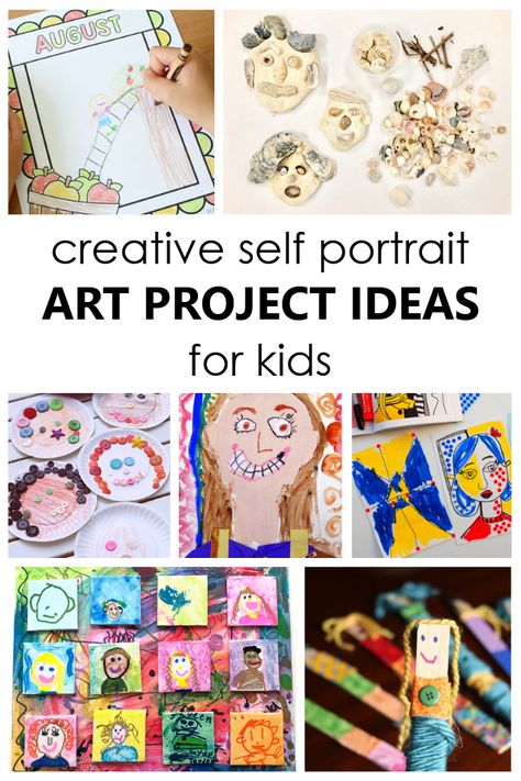 Use these creative Self-Portrait Art Project Ideas to inspire kids to create art and learn more about one another. Great keepsake gift idea! Self Portrait Activities For Kids, Self Portrait Ideas For Kids, Kindergarten Self Portraits, Self Portrait Kids, Portraits For Kids, Self Portrait Drawing, Creative Self Portraits, Lead Teacher, Self Portrait Art