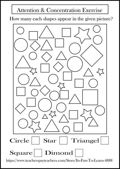 Attention & Concentration building Exercise Increase Attention Span, Concentration Activities, Cognitive Exercises, Visual Perceptual Activities, Visual Perception Activities, Solve The Puzzle, Cognitive Activities, English Teaching Materials, Learning Worksheets