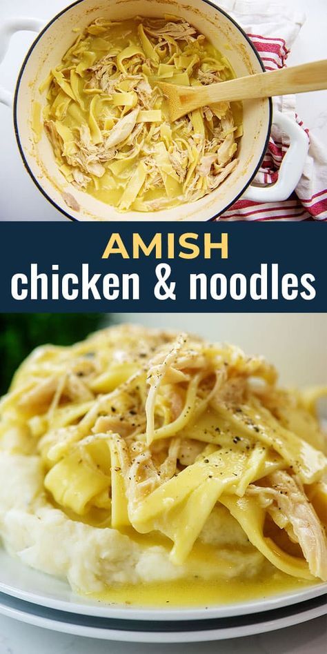 Amish Chicken And Noodles, Amish Noodles, Homemade Chicken And Noodles, Buns In My Oven, Amish Chicken, Chicken And Noodles, Noodle Soup Recipe, Chicken Noodles, Amish Recipes