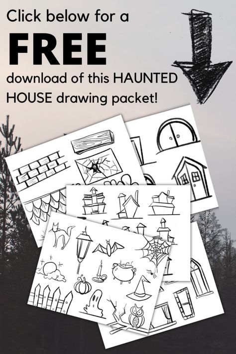 How to Draw a Haunted House…with FREE drawing packet! » Make a Mark Studios Draw A Haunted House, Halloween Art Lessons, Haunted House Drawing, Halloween Art Projects, Free Drawing, Fall Lessons, Drawing Programs, Fall Art Projects, Black Paper Drawing