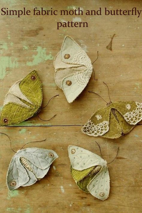 Fabric Moth, Purl Bee, Fabric Butterfly, Insect Art, Slow Stitching, Easy Sewing Projects, Soft Sculpture, Tree Designs, Textile Patterns