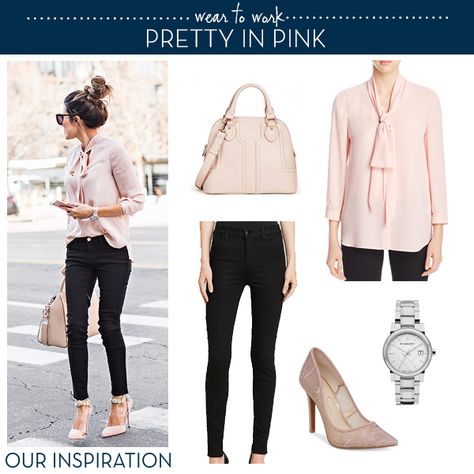 Light Pink Blouse Outfit, Light Pink Shirt Outfit, Bow Blouse Outfit, Pink Blouse Outfit, Pink Blouses Outfit, Blouse Outfit Ideas, Silk Blouse Outfit, Pink Shirt Outfit, Classic Fashion Style