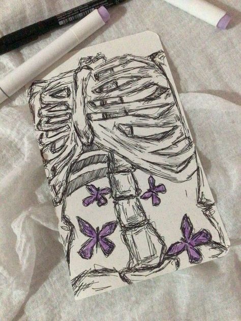 Pen Art Butterfly, Butterflies In Stomach Drawing, Cool Pen Drawings, Unique Drawings Creative Sketch, Skeleton Sketches, Butterflies In Stomach, Skeletal Art, Dead Butterfly, Skeleton Sketch