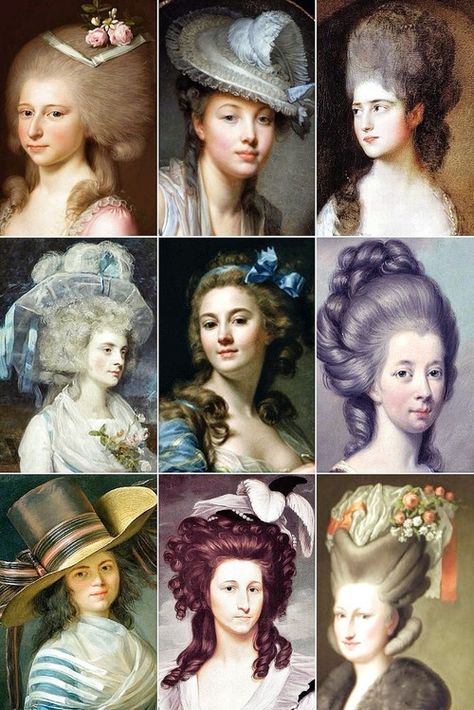 18th Century Woman’s Hairstyles A collection of... | THE VINTAGE THIMBLE 18th Century Makeup, 18th Century Hairstyles, 18th Century Hair, 18th Century Hats, Istoria Modei, Historical Hairstyles, 18th Century Women, 18th Century Dress, Rococo Fashion