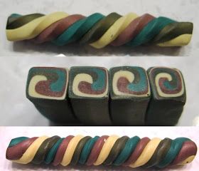 Simple Inspirations by Sandy: Extruded spirals - week 12 of canes Simple Polymer Clay Canes, Polymer Clay Kunst, Diy Fimo, Clay Extruder, Polymer Canes, Polymer Clay Cane Tutorial, Polymer Inspiration, Clay Canes, ดินปั้น Polymer Clay