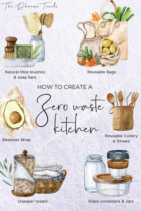 Want to create a zero waste kitchen? We’ve got the tips for you, from plastic free food storage essentials, DIY ideas, eco friendly products and more! | #zerowaste #infographic #zerowastekitchen Eco Friendly Home Ideas, Eco Friendly Apartment, Pollution Collage, Green Products Eco Friendly, Plastic Free Food Storage, Low Waste Lifestyle, Zero Waste Home, Guerrilla Gardening, Waste Free Living