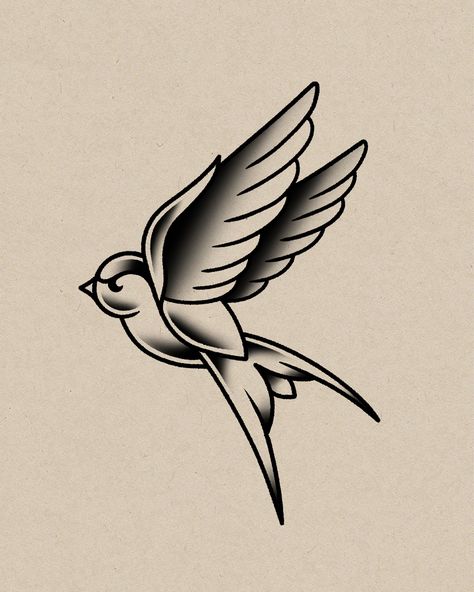 Old School Swallow Tattoo Design, Old School Swallow Tattoo, Black Traditional Tattoo Flash, Swallow Tattoo Design, Traditional Tattoo Drawings, Traditional Tattoo Flash Art, Cool Tattoo Drawings, Swallow Tattoo, Old School Tattoo Designs