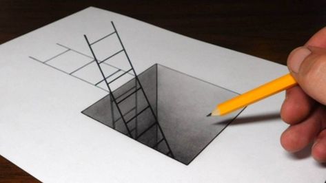 Fun and Easy Things to Draw When Bored [Best Creative Ideas] Optical Illusions For Kids, 3d Drawing Techniques, Hole Drawing, Drawing Dragon, 3d Pencil Drawings, Trick Art, Optical Illusion Drawing, Illusion Drawings, 3d Art Drawing