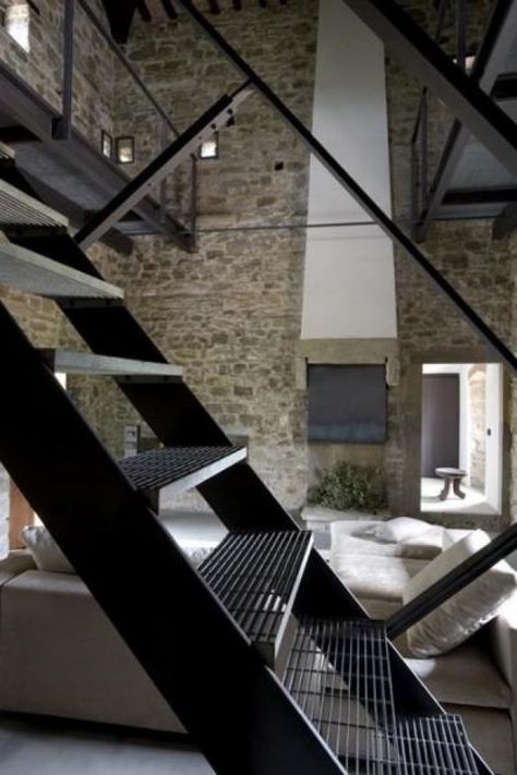 Metal Stairs Stairs Industrial, Industrial Stairs, Staircase Outdoor, Industrial Windows, Step Lights, Loft Stairs, Steel Stairs, Exterior Stairs, Metal Stairs