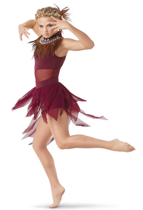 She Wolf  Lyrical (Youth) - "COLORS OF THE WIND"   Weissman® | Tribal Character Dance Costume Feather Jazz Costumes, Wolf Dance Costume, Weissman Dance Costumes Lyrical, Jungle Dance Costume, Warrior Dance Costume, Character Dance Costumes, Dance Recital Costumes, Feather Collar, Feathered Hair