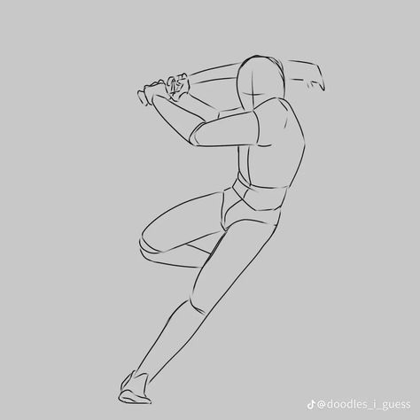 Drawing Reference Swordsman, Awkward Poses Reference Male, Hiding Pose Reference Drawing, Action Poses With Swords Reference, Flying Base Drawing, Holding Knives Reference, Crossbow Poses Drawing Reference, Holding Baseball Bat Reference Drawing, Body Base Drawing Pose Reference Easy