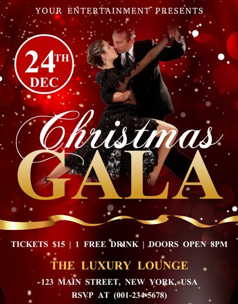 Gala Invitation Design, Gala Flyer, Christmas Gala, Event Invitation Design, Gala Invitation, Gala Night, Gala Party, Online Poster, Party Flyers