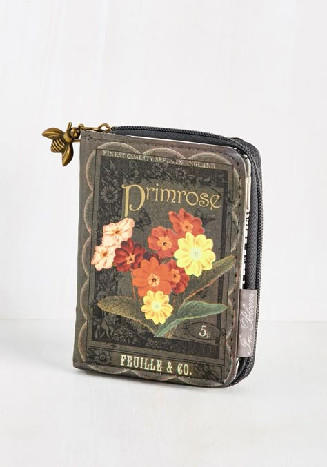 The Writing on the Wallet in Primrose. Plant a seed of whimsy with this unique… Unique Wallets For Women, Vintage Wallet Aesthetic, Vintage Wallets For Women, Cool Wallets, Aesthetic Wallet, Wallet Aesthetic, Primrose Plant, Charcoal Bags, Gothic Bag