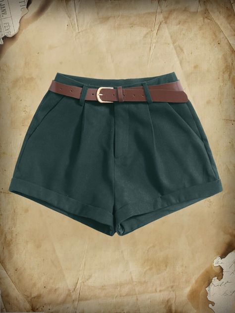 Academia Belted Slant Pocket ShortsI discovered amazing products on SHEIN.com, come check them out! Dark Academia Shorts, Pocket Shorts, Women Shorts, Belted Shorts, Color Block Top, Men's Beauty, Dark Academia, Shorts With Pockets, Color Blocking