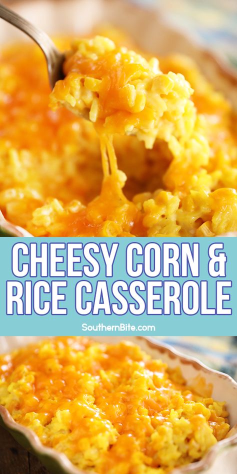 Potluck Rice Recipes, Mexican Corn Casserole With Yellow Rice, Corn And Rice Casserole, Rice And Corn Recipe, Cheesy Rice Casserole, Rice Casserole Dishes, Rice Casseroles, Corn And Rice, Spanish Soup