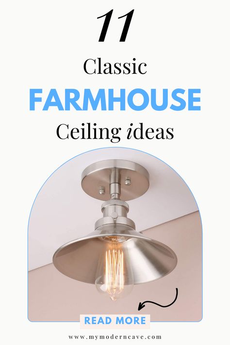 Bring the warm and cozy feel of a farmhouse to your home with these classic ceiling ideas. From shiplap and exposed beams to painted plank ceilings, there's a design for every style. Whether you're renovating or just looking to refresh your space, these farmhouse-inspired ceiling ideas are sure to add character and charm. Which one is your favorite? Don't be afraid to get creative and make it your own!

Share this post with someone who loves farmhouse style! Cottage Ceiling Ideas, Farmhouse Ceiling Ideas, Grey Farmhouse Living Room, Plank Ceilings, Farmhouse Makeover, Farmhouse Ceiling, Plank Ceiling, Ceiling Texture, Classic Farmhouse