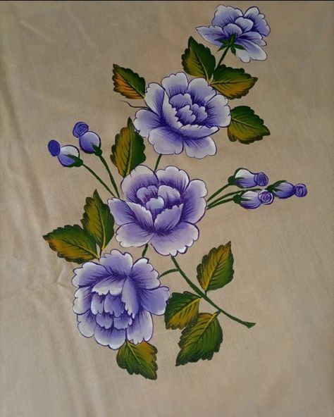 Fabric Painting On Bedsheet, Simple Penting, Bed Sheet Painting Design, Beginner Photographer, Fabric Colour Painting, Painting Flowers Tutorial, Fabric Painting Techniques, Saree Painting, Floral Cards Design