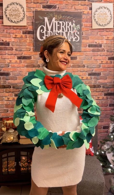 Christmas Character Diy Costume, Tacky Holiday Outfits, How To Dress Like A Who From Whoville, Christmas Theme Outfit Ideas, Whoville Outfits Ideas, Diy Ugly Christmas Sweaters For Kids, Whoville Outfits, Tacky Christmas Sweater Outfit, Diy Tacky Christmas Sweater