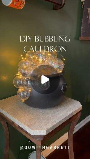 Around The Door Halloween Decor, Halloween Crafts Cauldron, Make A Cauldron Halloween, Diy Light Up Witches Cauldron, Diy Bubbling Caldron, Halloween Cauldron With Bubbles, Diy Halloween Decorations Cauldron, Diy Witches Cauldron With Bubbles And Lights, Skeleton Cauldron Bath