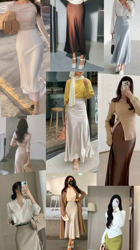 Modest Girly Outfits, Satin Skirt Outfit, Skirt Ideas, Best Winter Outfits, Modesty Outfits, Cute Modest Outfits, Muslim Outfits Casual, Modest Summer Outfits, Stylish Work Attire