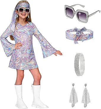 Spooktacular Creations Halloween Costume for Girls, Kids Disco Costume, Girls 70s Outfit, Kids Hippie Costume 70s Girl Costume, Disco Girl Costume, Decades Outfits, 70s Disco Costume, 70s Outfit, Old Halloween Costumes, 70s Girl, 70s Costume, Disco Costume