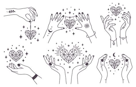 Magical Hands, Magic Hands, Magic Symbols, Heart Illustration, Tattoo Project, Unicorn Theme, Witch Magic, Back Art, Logo Background