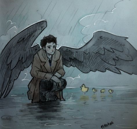 Castiel Wings, Angel Fanart, Castiel Fanart, Castiel Angel, Supernatural Angels, Supernatural Comic, Castiel Supernatural, Super Natural, Destiel