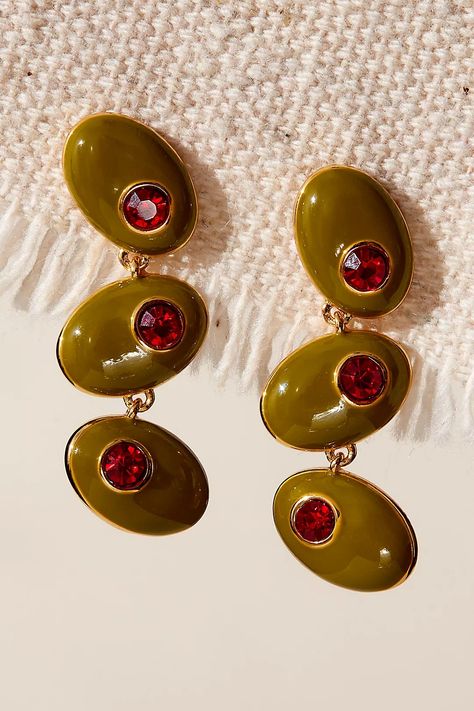 Frasier Sterling Martini Earrings | Free People Maximalist Earrings, Fun Earrings Unique, Martini Earrings, Eclectic Earrings, Chocolate Brown Cardigan, Olive Earrings, Gen Z Fashion, Olive Design, Frasier Sterling