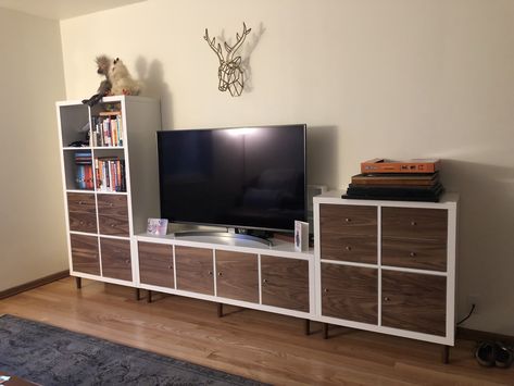 31+ Genius IKEA Kallax Hacks To Organize Your Entire Home Conservatory Playroom, Ikea Kallax Unit, Ikea Units, Ikea Kallax Shelf, Kallax Hack, Ikea Kallax Hack, Kallax Shelf, Diy Tv Stand, Ikea Kallax