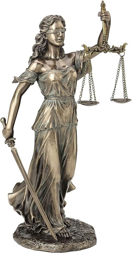 Amazon.com: Veronese Design 13 1/4" Blindfold Lady Justice Holding Sword and Scale Resin Sculpture Bronze Finish : Home & Kitchen Scale Justice, Justice Lady, Lady Of Justice, Lady Justice Statue, Persephone Greek Goddess, Micro Realism, Justice Tattoo, Justice Statue, Justice Scale