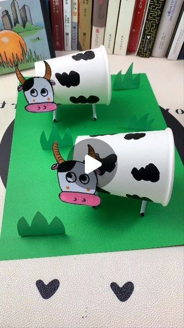 paper crafts creator on Instagram: "You can make a cow out of an empty paper cup. It’s so cute. Let’s try it with your children #parentchild #handicraft #handmade #diy #production #handmade #toy #production #exercise #childrensboutique  #handsonability #concentration #training  paper craft  ideas" Paper Cows Ideas, Cow Art For Kids, Craft For Farm Animals, Toilet Paper Roll Farm Animal Crafts For Kids, Cow Paper Craft, 3d Farm Animal Project, Paper Cup Crafts For Kids, Farm Animals From Recycled Materials, Empty Paper