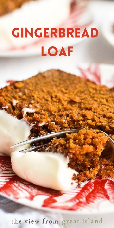 Gingerbread Loaf Cake with Cream Cheese Frosting is a moist coffee shop style gingerbread cake with tons of holiday flavor. Gingerbread Loaf Cake, Gingerbread Loaf, Gingerbread Cake Recipe, Loaf Cake Recipes, Holiday Baking Recipes, Cake With Cream Cheese Frosting, Gingerbread Recipe, Gingerbread Cake, Loaf Recipes