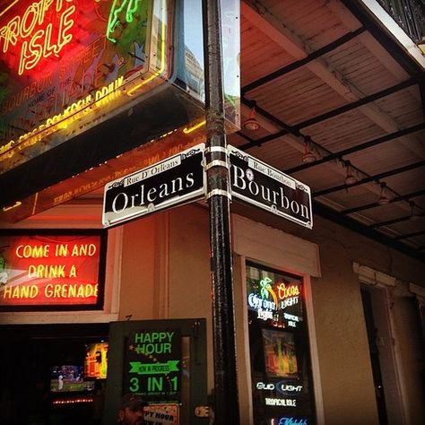 New Orleans Street Signs, New Orleans Aesthetic French Quarter, New Orleans Sign, New Orleans Aesthetic, Nola Cooler, New Orleans Bourbon Street, Bourbon Street New Orleans, Formal Cooler Ideas, New Orleans History