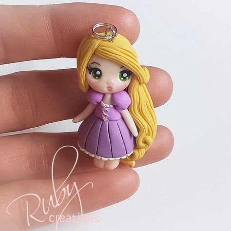 #fimo #polymerclay #clay #tangled #disney #cartoon #character #charm #pendant #necklace #jewelry #handmade #craft #doll #blonde Polymer Clay Disney, Tangled Disney, Crea Fimo, Craft Doll, Clay Things, Clay Fairies, Polymer Crafts, Polymer Clay Dolls, Cute Polymer Clay