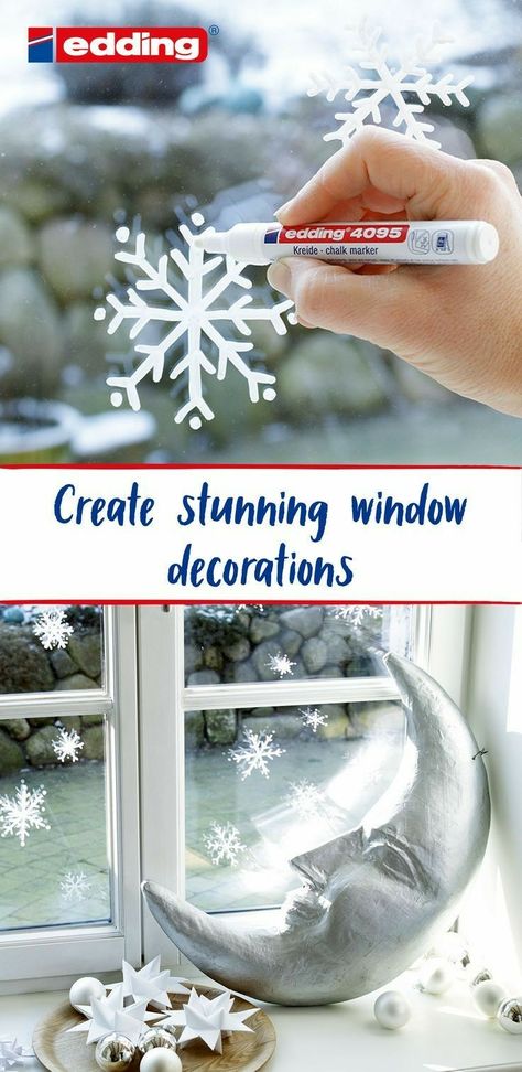 Chalk Art Christmas, Window Snowflakes, Christmas Window Decoration, Window Markers, Christmas Window Painting, Glass Art Pictures, Christmas Window Display, Winter Window, Window Decorations