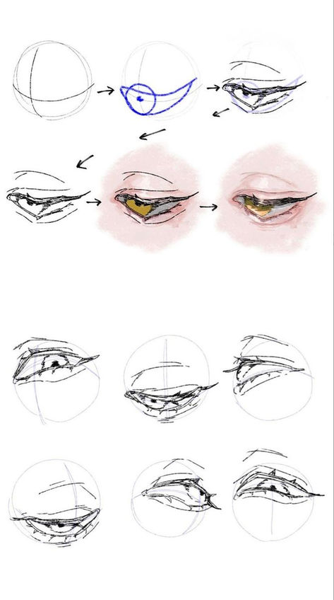 I hate to see anything go to waste, and as an artist, I'm always looking for new and inexpensive materials to use in my creations. Here is a series of bird sculptures that show how recycled art can come to life! .  ... Anime Eyes Looking Down Reference, Head Reference Looking Down, Surprised Eyes Reference, Droopy Eyelids Drawing, Drawing Face Guide, Gentle Eyes Drawing, How To Draw Eyes Looking Down, Eye Bags Reference, Eye Placement Reference