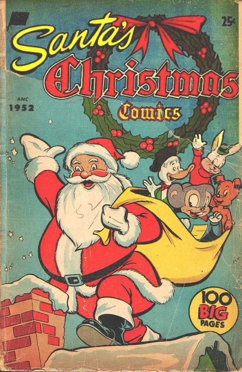 Comic Book Cover For Santa's Christmas Comics [nn] Kalle Anka, Christmas Comics, Children's Comics, Golden Age Comics, Christmas Ephemera, 카드 디자인, Film D'animation, Vintage Comic Books, Christmas Poster