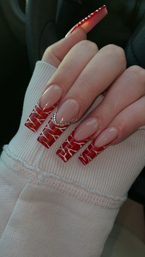 Cute Red Acrylic Nails Designs, Red Acrylic Nails Coffin Medium Length, Red Fall Acrylic Nails, Red Exotic Nails, Red Acrylic Nails Coffin, Tip Nail Designs, Long Red Nails, Ash Lynx, Pedicure Nail Designs