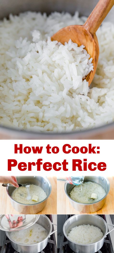 Perfect White Rice, Taco Salat, Neuer Wallpaper, Recetas Puertorriqueñas, White Rice Recipes, Rice On The Stove, Rice Side Dish Recipes, Parmesan Risotto, Cook Rice