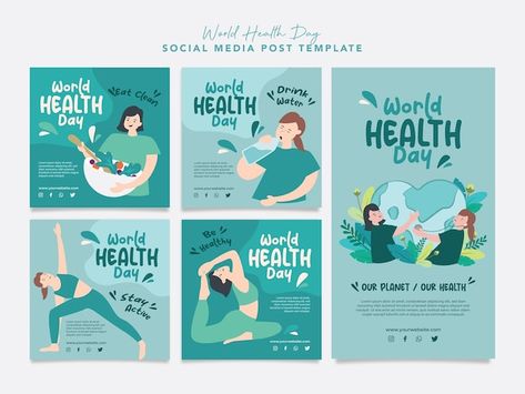 Vector world health day campaign social ... | Premium Vector #Freepik #vector World Health Day Social Media Post, Health Graphic Design, Event Badge Design, Campaign Social Media, Health Campaign, Event Badges, Health Post, World Health Day, Social Media Post Design