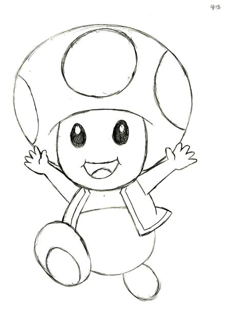 My sketch of Toad from the Nintendo Mario video games :) Toad Sketch Mario, Toad Mario Tattoo Design, Mario Kart Characters Drawing, Easy Drawings Of Cartoon Characters, Simple Cartoon Sketches, Toad From Mario Drawing, Game Character Sketch, Disney Cartoon Sketches, Mario Cartoon Drawing