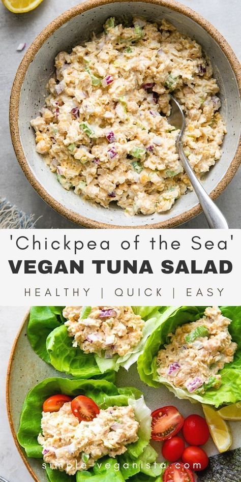 Health Wraps, Recept Sandwiches, Tuna Sandwiches, Simple Veganista, Wraps Vegan, Vegan Tuna, Chickpea Tuna, Tuna Recipe, Vegan Sandwiches