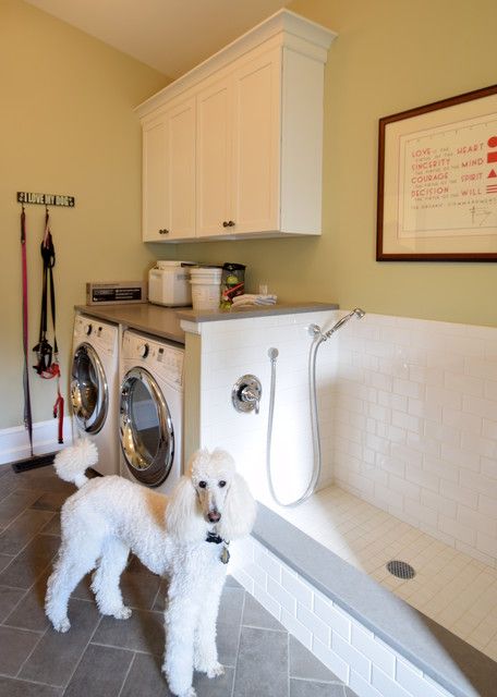 Wayne Addition - Kitchen & Laundry Rooms - Transitional - Laundry Room - Philadelphia - by Sterling Kitchen & Bath | Houzz Aristokraft Cabinets, Garage Laundry Rooms, Transitional Laundry Room, New England House, Pet Washing Station, Cape Style Homes, Custom Laundry Room, England House, Laundry Room Pictures