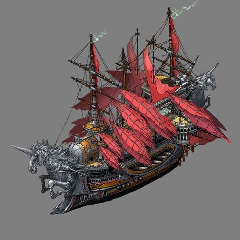 17, 待里 Z on ArtStation at https://www.artstation.com/artwork/5KkRP Steampunk Ship, Airship Art, Pirate Ship Art, Sea Pirates, Flying Ship, 3d Karakter, Steampunk Airship, Creature Fantasy, Navi A Vela