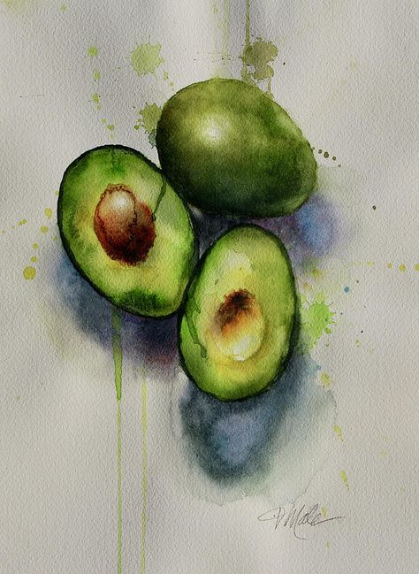 Tracy Male | WATERCOLOR | Avocado Obsession 2 Avocado Watercolor, Green Fruits And Vegetables, Green Fruit, Green Vegetables, Fruit Art, Green Nature, Water Painting, Fine Art America, Art Home Decor