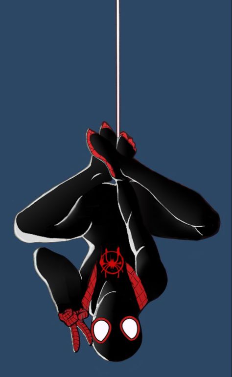 Miles Hanging Upside Down, Miles Upside Down, Something Upside Down Drawing, Miles Morales Spiderman Into Spiderverse, Spiderman Hanging Upside Down Wallpaper, Miles Morales Swinging Poses, Miles Morales Hanging Upside Down, Spiderman Drawing Upside Down, Miles Morales Upside Down